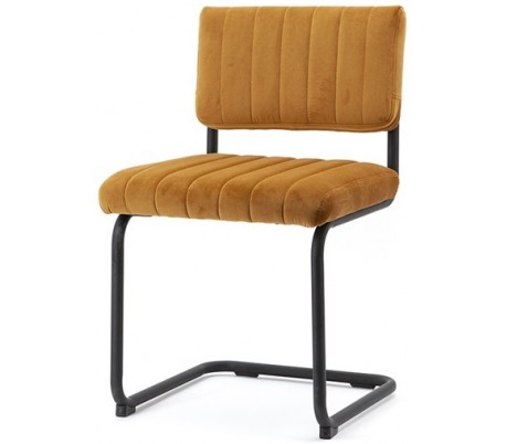 Spisebordsstol i velour og metal H83 cm - Okker