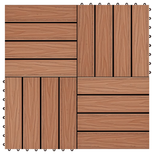 vidaXL terrassefliser dyb fremhævning 11 stk. WPC 30 x 30 cm 1 m2 lysebrun