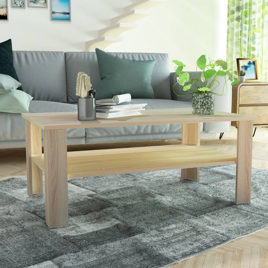 vidaXL sofabord spånplade 100 x 59 x 42 cm egetræ