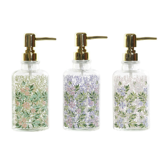Sæbedispenser DKD Home Decor Blå Grøn Grå Pink Plastik Krystal Shabby Chic (3 pcs) (7.5 x 7.5 x 20 cm)