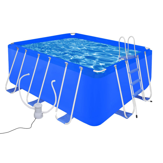 vidaXL swimmingpool med stige og pumpe 400x207x122 cm stål