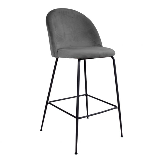 Barstol i grå velour med sorte ben HN1213 - 1001265