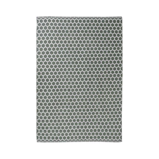 Vævet tæppe i grøn - lavet af 100% genanvendt plastik 140x200 cm - 3981290