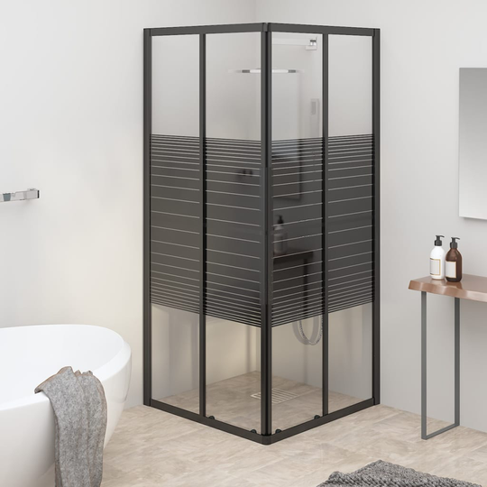 vidaXL brusekabine 70x70x180 cm sikkerhedsglas stribet sort