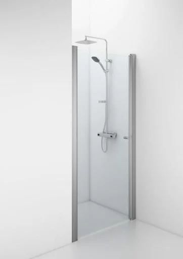 Ifö Space svingdør m/knopgreb 120 cm, Klart glas/Alu profil