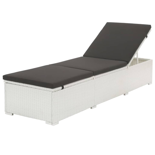 vidaXL liggestol med hynde polyrattan hvid