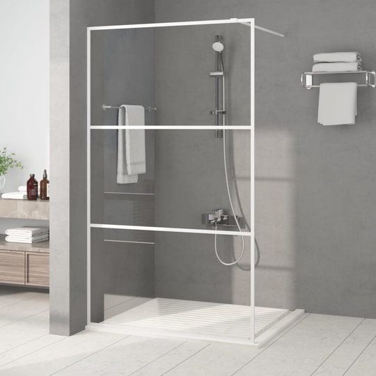 vidaXL brusevæg 115x195 cm klart sikkerhedsglas hvid