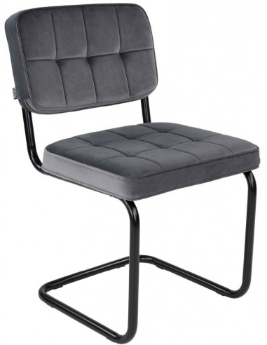 Ivy spisebordsstol i metal og velour H84 cm - Sort/Mørkegrå