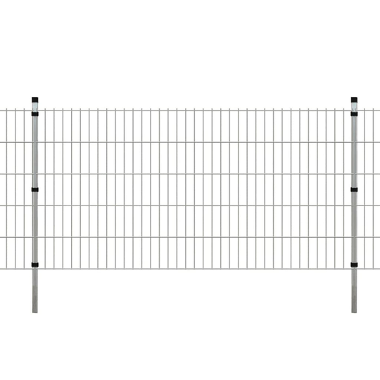 vidaXL 2D paneler og pæle til havehegn, 2.008x1.030 mm, 26 m, sølvgrå