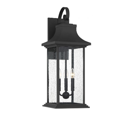 Hancock 3 Væglampe H70 cm - Mat sort/Klar med dråbe effekt