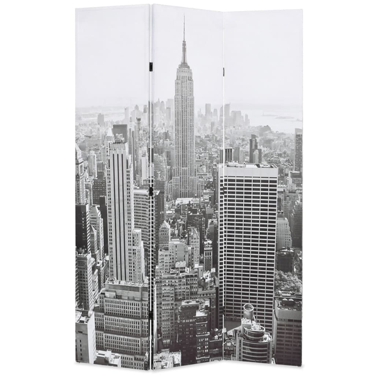 vidaXL foldbar rumdeler 120x170 cm New York by Day sort og hvid