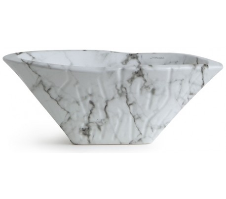Terra håndvask i keramik 54 x 46 cm - Hvid marmor