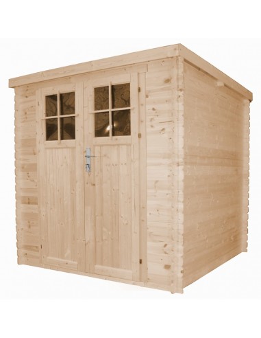 Redskabsskur i fyrretræ med gulv B204 cm - Natur/Sort