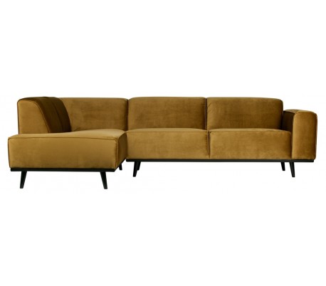 Hjørnesofa i velour 274 x 210 cm - Honninggul