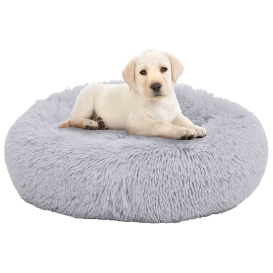 vidaXL vaskbar hunde- og kattepude 70x70x15 cm plys lysegrå