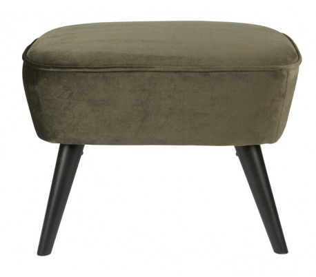 Retro skammel i velour H41 x B56 x D36 cm - Varm grøn