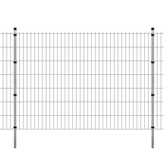 vidaXL 2D paneler og pæle til havehegn, 2.008x1.430 mm, 8 m, sølvgrå