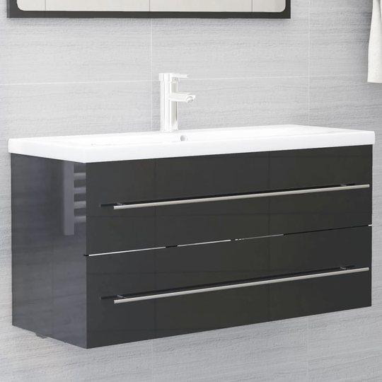 vidaXL vaskeskab 100x38,5x48 cm spånplade grå højglans