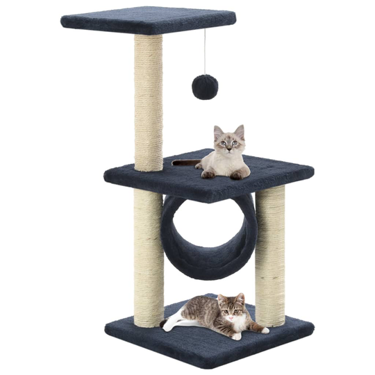 vidaXL kradsetræ til katte med sisal-kradsestolper 65 cm mørkeblå