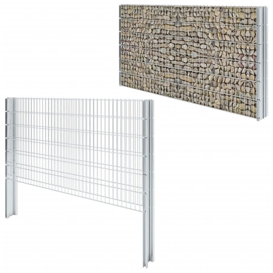 vidaXL 2D gabionhegn galvaniseret stål 2,008x1,23 m 4 m sølvfarvet