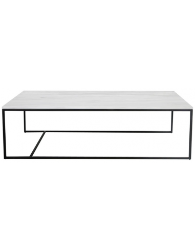 Will sofabord i metal og marmor H40 x B140 x D80 cm - Sort/Hvid marmor