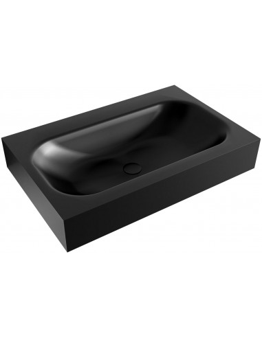 BIG SMALL væghængt håndvask 70 x 46 cm Solid surface - Sort