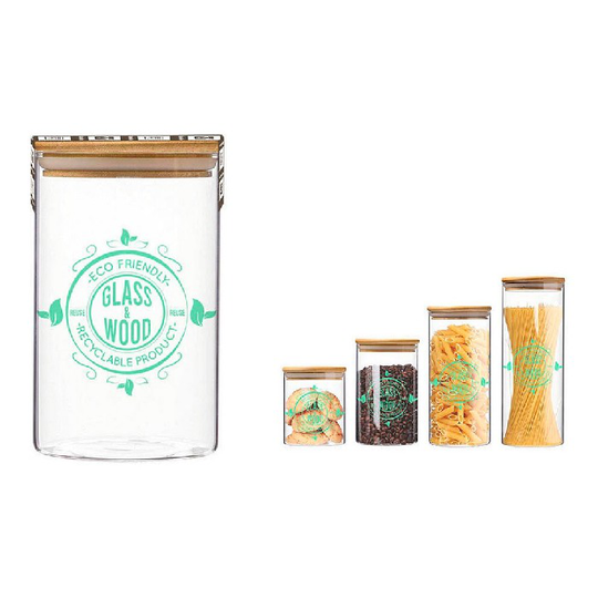 Beholder Quttin Borosilikatglas Bambus Dekoreret (9,5 x 16 cm)