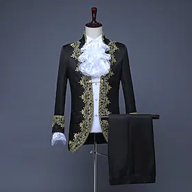 Prins Aristokrat Retro / vintage Rokoko Middelalderkostumer 18. århundrede Balkjole Jakke Bukser Dragter Maskerade Overtøj Herre Voksne Blonder Flæset Slim Pas