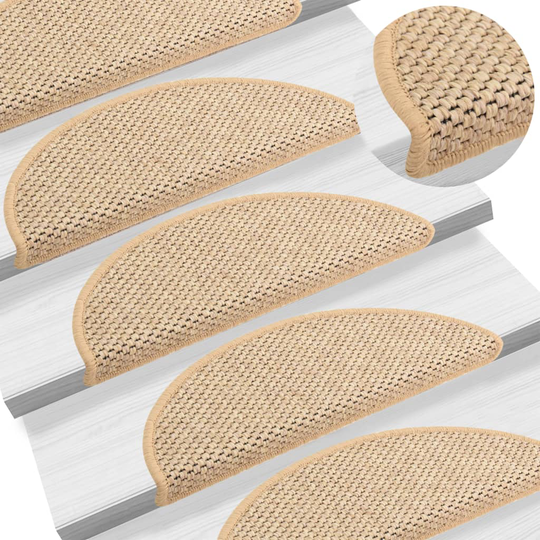 vidaXL selvklæbende trappemåtter 15 stk. 65x25 cm sisal-look lys beige