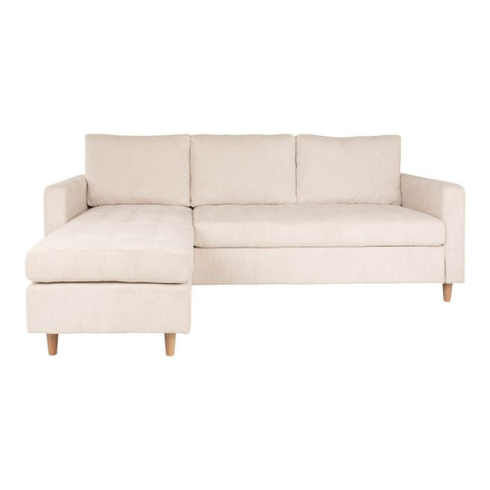 Sofa i sand fløjl med træben 151/83x219xH80 cm HN1012 - 1301513