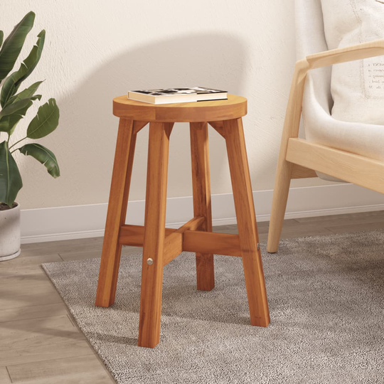 vidaXL taburet 38x38x45 cm rund massivt akacietræ