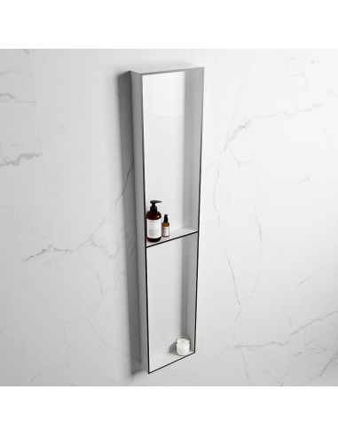 EASY hylde til badeværelset 149,5 x 29,5 cm Solid surface - Talkum/Sort