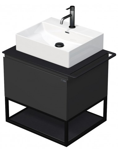 TARA Komplet badmiljø med 1 håndvask B68 cm Keramik, HPL og MDF - Sort/Mat antracit