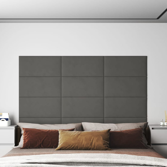 vidaXL vægpaneler 12 stk. 60x30 cm 2,16 m² fløjl mørkegrå