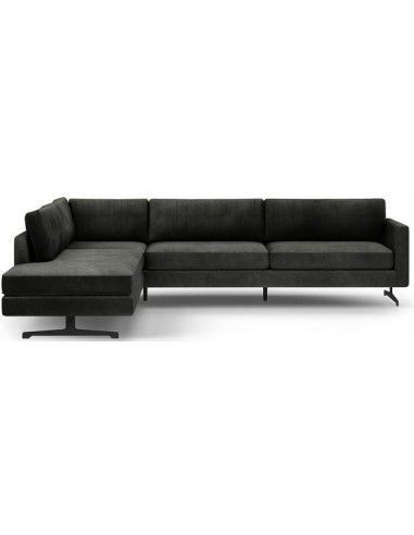 Camille venstrevendt hjørnesofa i velour 311 x 235 cm - Sort/Grågrøn