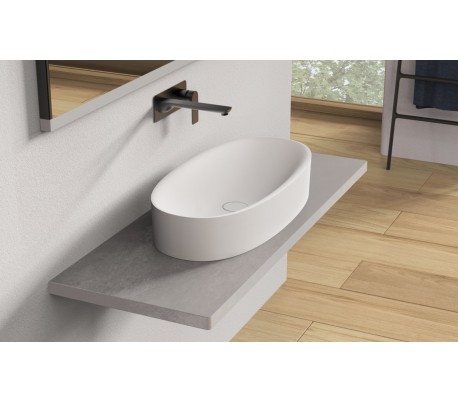Ideavit Solidcliff-70 bordmonteret håndvask 70 x 35 cm Solid surface - Mat hvid
