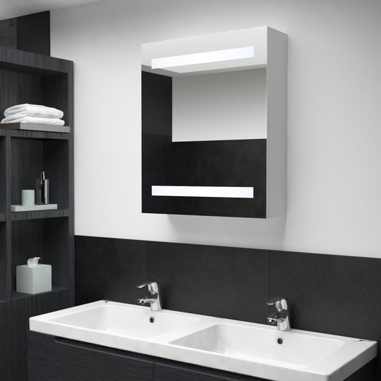 vidaXL badeværelsesskab m. spejl + LED-lys 50x13,5x60 cm