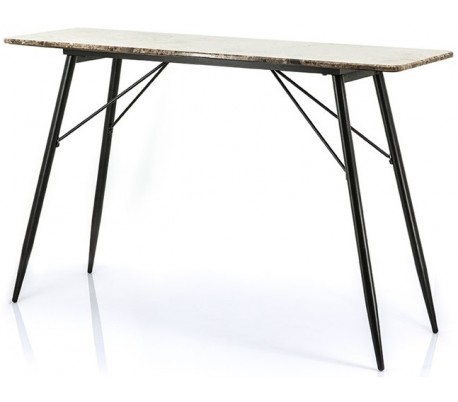 Konsolbord i jern og marmor 120 x 36 cm - Sort/Brun