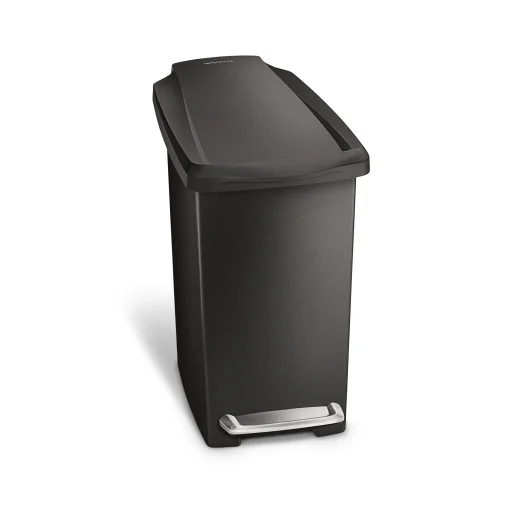 Simplehuman smal pedalspand, 10 L, enkelt beholder, sort plastik
