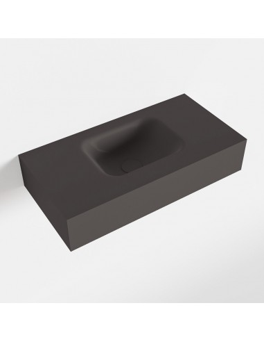 LEX væghængt håndvask 60 x 30 cm Solid surface - Mørkegrå