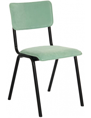 Cas spisebordsstol i metal og velour H82 cm - Sort/Mint