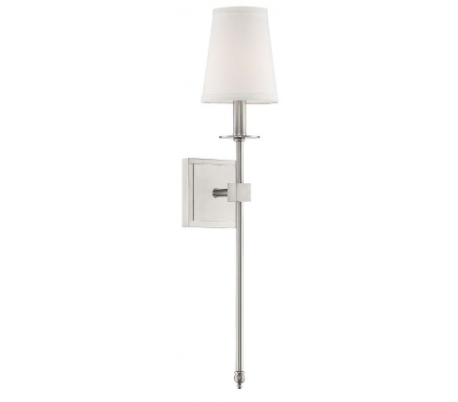 Monroe 1 Væglampe H61 cm - Satineret nikkel/Hvid
