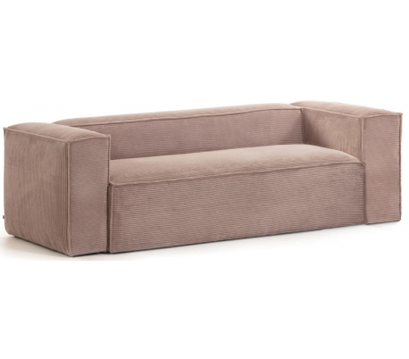 Blok 3-personers sofa i velour ripcurl B240 cm - Pink