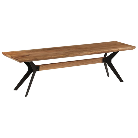 vidaXL spisebordsbænk massivt akacietræ og stål 160 x 40 x 45 cm