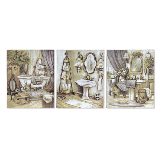 Maleri DKD Home Decor Toiletter (20 x 3 x 25 cm) (3 enheder)