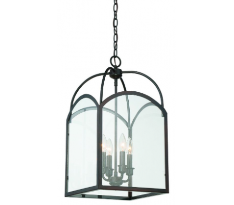 Garrett 4 Lysekrone 30 x 30 cm - Antik bronze/Klar