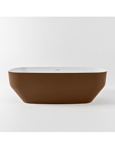 STONE fritstående badekar 170 x 75 cm Solid surface - Talkum/Rustbrun