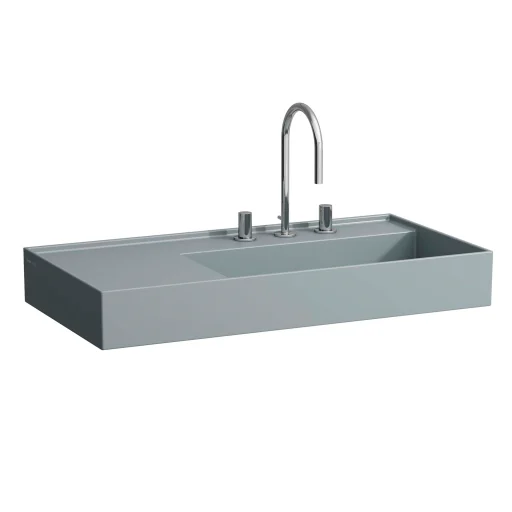 Kartell Laufen håndvask, 90x46 cm, hylde til venstre, mat grafit