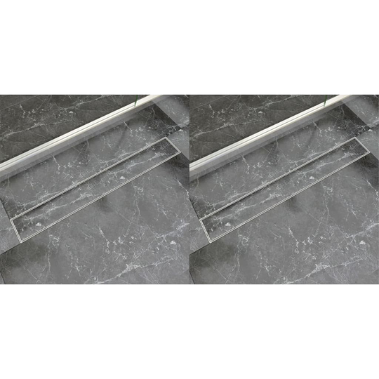 vidaXL lineært bruseafløb 2 stk. 830 x 140 mm rustfrit stål