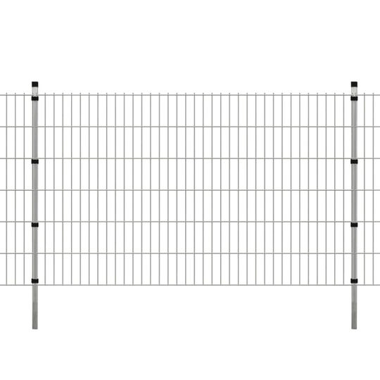 vidaXL 2D paneler og pæle til havehegn, 2.008x1.230 mm, 4 m, sølvgrå